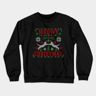 Meowy Christmas Cute Cat Lover Ugly Christmas Sweater Design Crewneck Sweatshirt